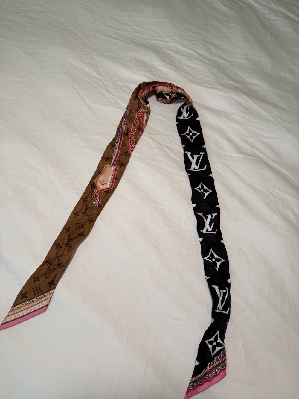 Louis Vuitton Bicolor Monogram Silk Bandeau - Black & Brown with Pink Accents